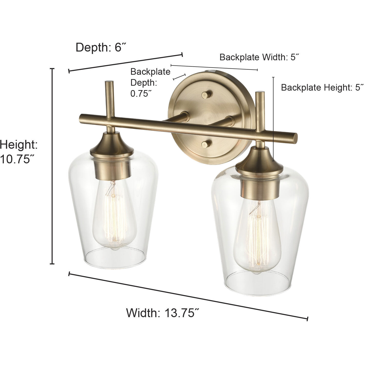 Ashford 2 Light 13.75 inch Brushed Nickel Bathroom Vanity Light Wall Light